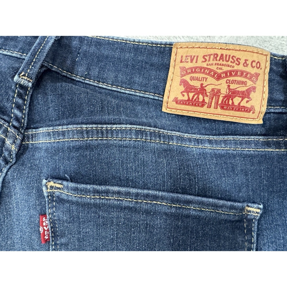 Levis Jeans Womens W30 L30 Skinny Comfort Stretch Whiskered Mid Rise Dark‎ Blue - Picture 6 of 16